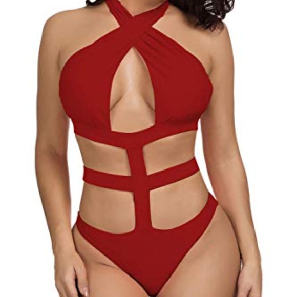 red bandage swimsuit